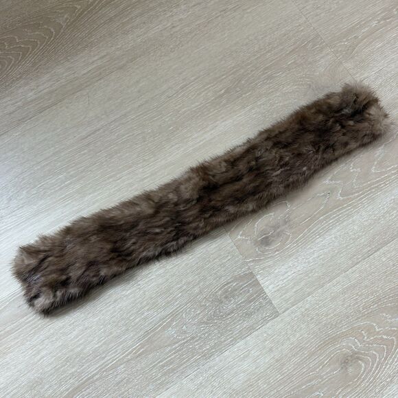 VTG Designed By Lora Genuine Mink Collar Scarf Brown Hook Eye Formal Party NYE - Picture 6 of 11